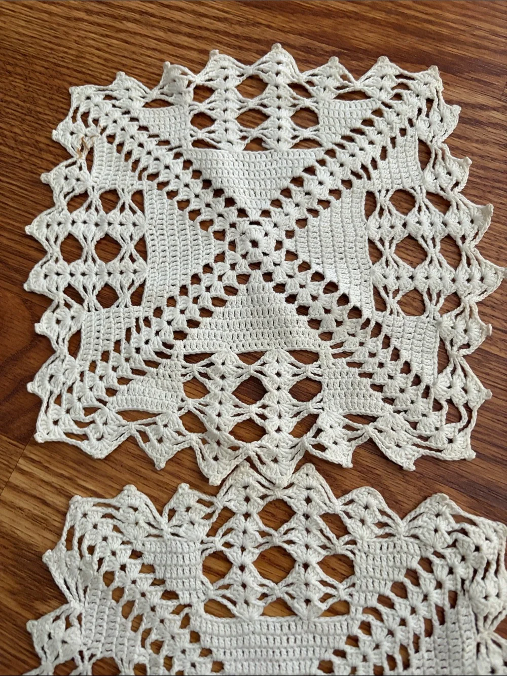 Handmade Crochet Square Doilies - Cream Set of 2